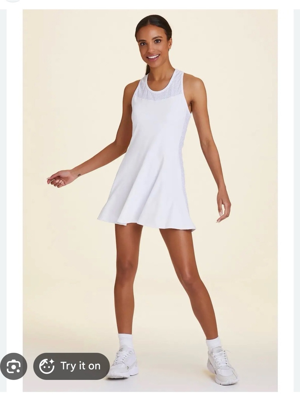 Alala Serena White Athletic Tennis Tank Stretch Dress Large